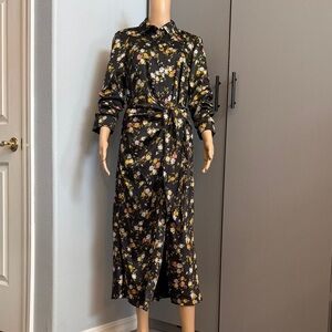 cing a sept Print Floral Black maxi Dress